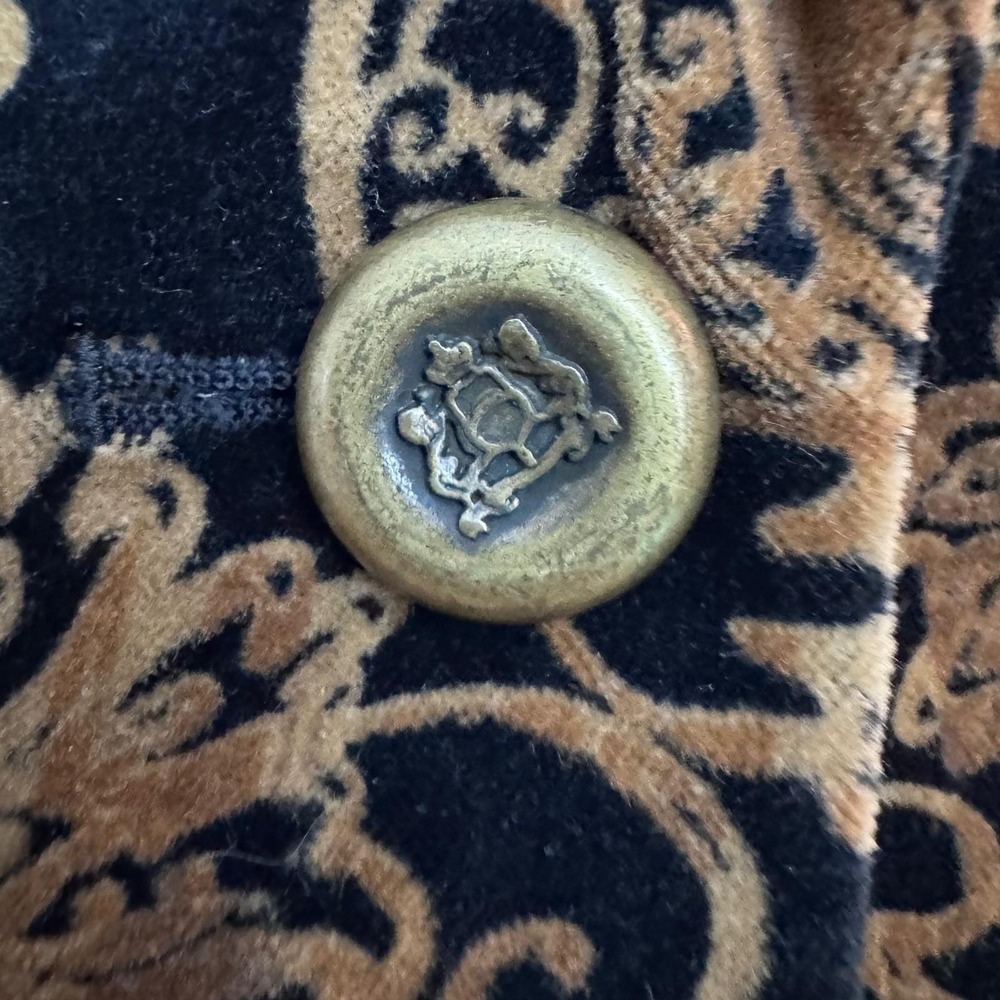 Vintage Y2k Goth Gold and Black Velour Pemlum Blazer size 8 Decorative Buttons - Picture 2 of 12